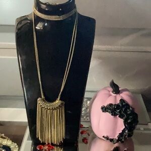 Vintage Double Chain Tassel Pendant Necklace